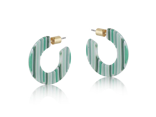 Sofia Tiny Resin Hoop Earrings - Green