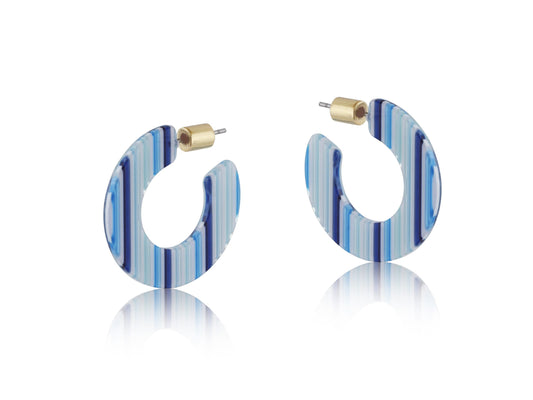 Sofia Tiny Resin Hoop Earrings - Blue