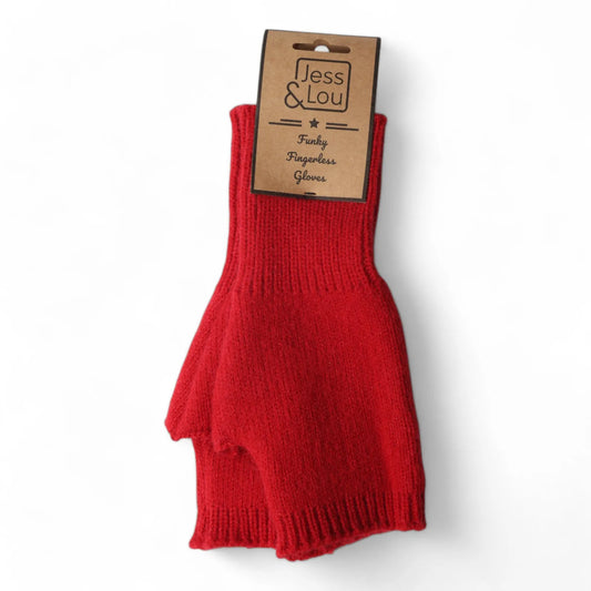 Cosy Fingerless Gloves - Red