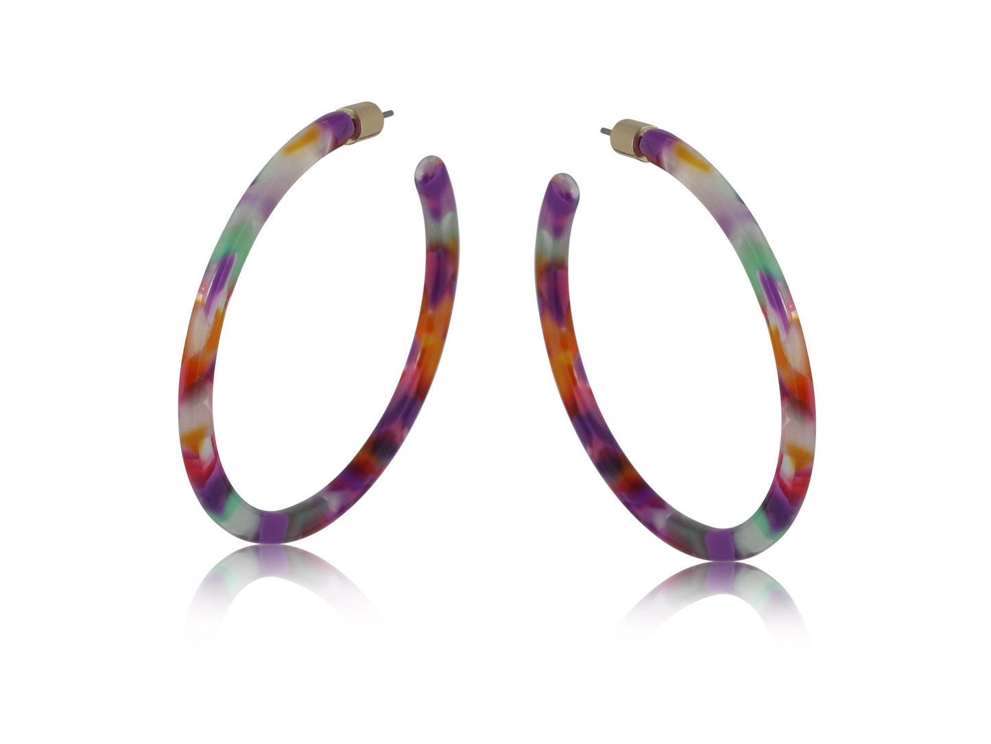 Erica Oval Hoop Earrings - Pink/Purple