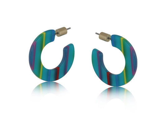 Carine Stripe Resin Hoops - Turquoise