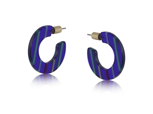 Carine Stripe Resin Hoops - Blue