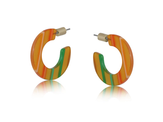 Carine Stripe Resin Hoops - Orange