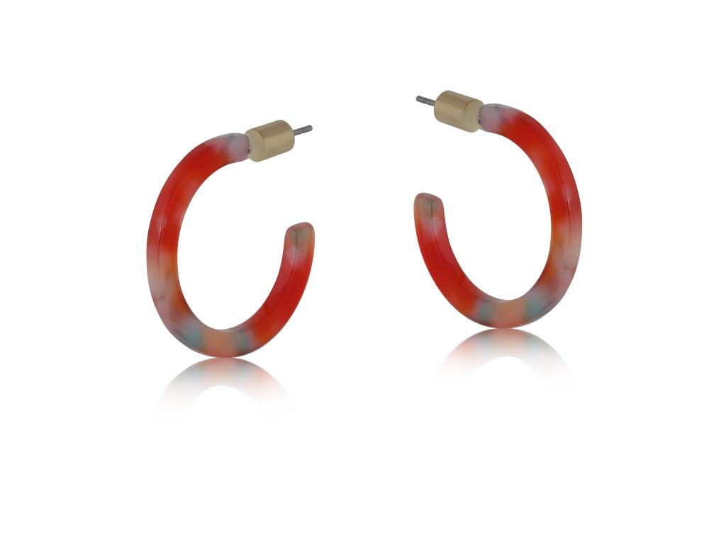 Julia Star Pattern Resin Hoop Earrings - Red/Blue