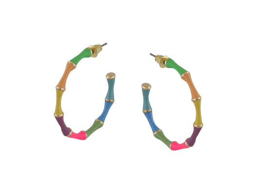 Antonia Multi Bamboo Hoop Earrings - Mix