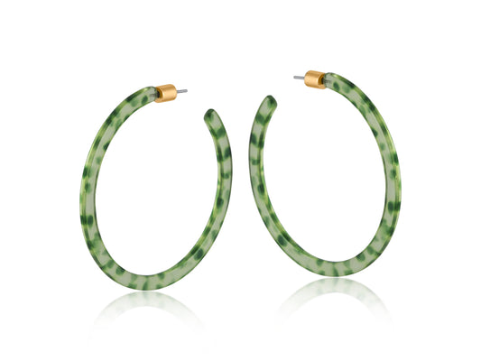 Marseille Thin Statement Resin Earrings - Green