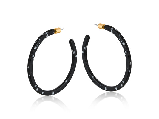 Marseille Thin Statement Resin Earrings - Black