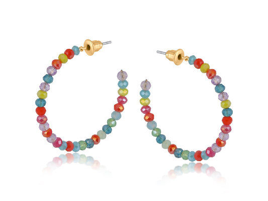 Cressida Oversized Beaded Hoop Earrings - Neon Multi