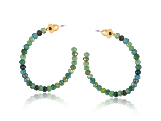 Cressida Oversized Beaded Hoop Earrings - Green