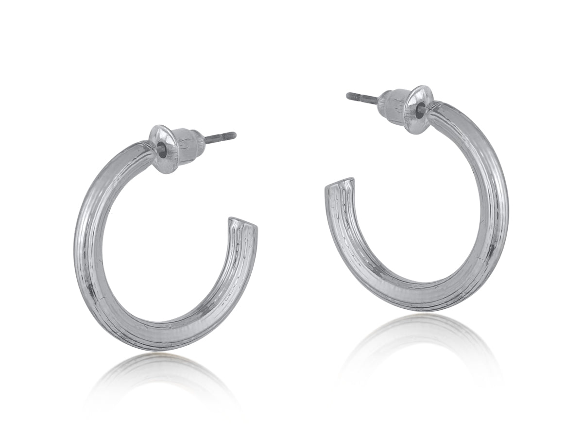 Anthonia Halo Small Plated Hoop Earrings - Silver