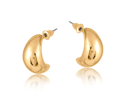 Rose Organic Shape Petal Earrings - Gold