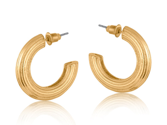 Atlanta Textured Hoop Earrings - Gold