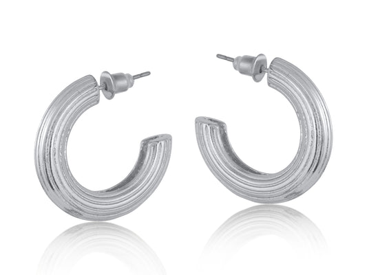 Atlanta Textured Hoop Earrings - Silver
