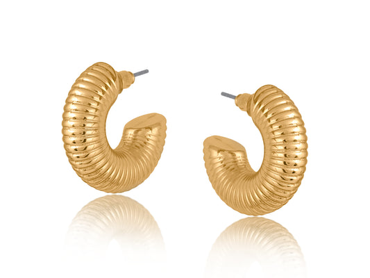 Atlanta Spring Textured Hoop Earrings - Gold