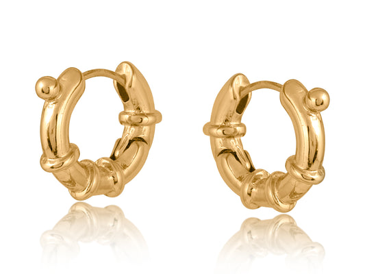 Carla Ridged Hoop Earrings - Gold