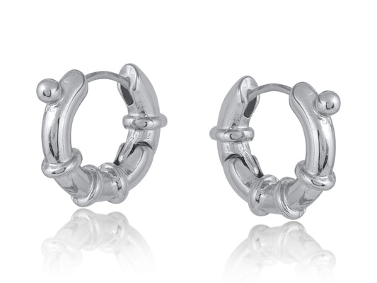 Carla Ridged Hoop Earrings - Silver