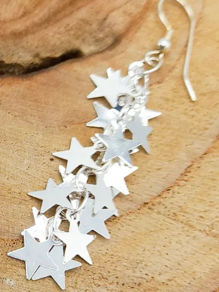 Cascading Stars Earrings - Silver