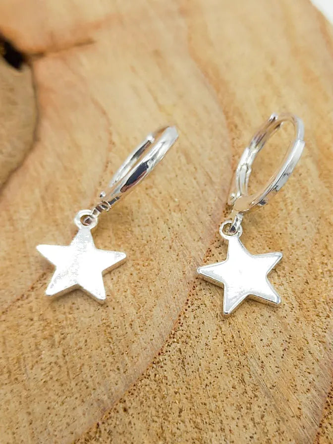 Mini Star Huggie Earrings - Silver