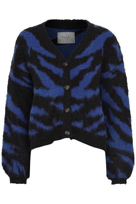 Asta Wool Blend Cardigan - Blue/Black Animal