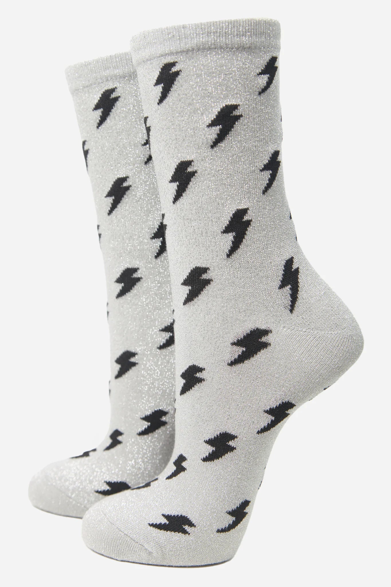 Glitter Socks - Silver Lightening