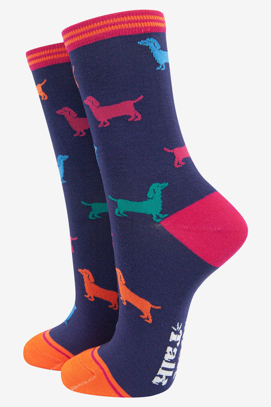 Dachshund Sausage Dog Bamboo Socks - Multicoloured