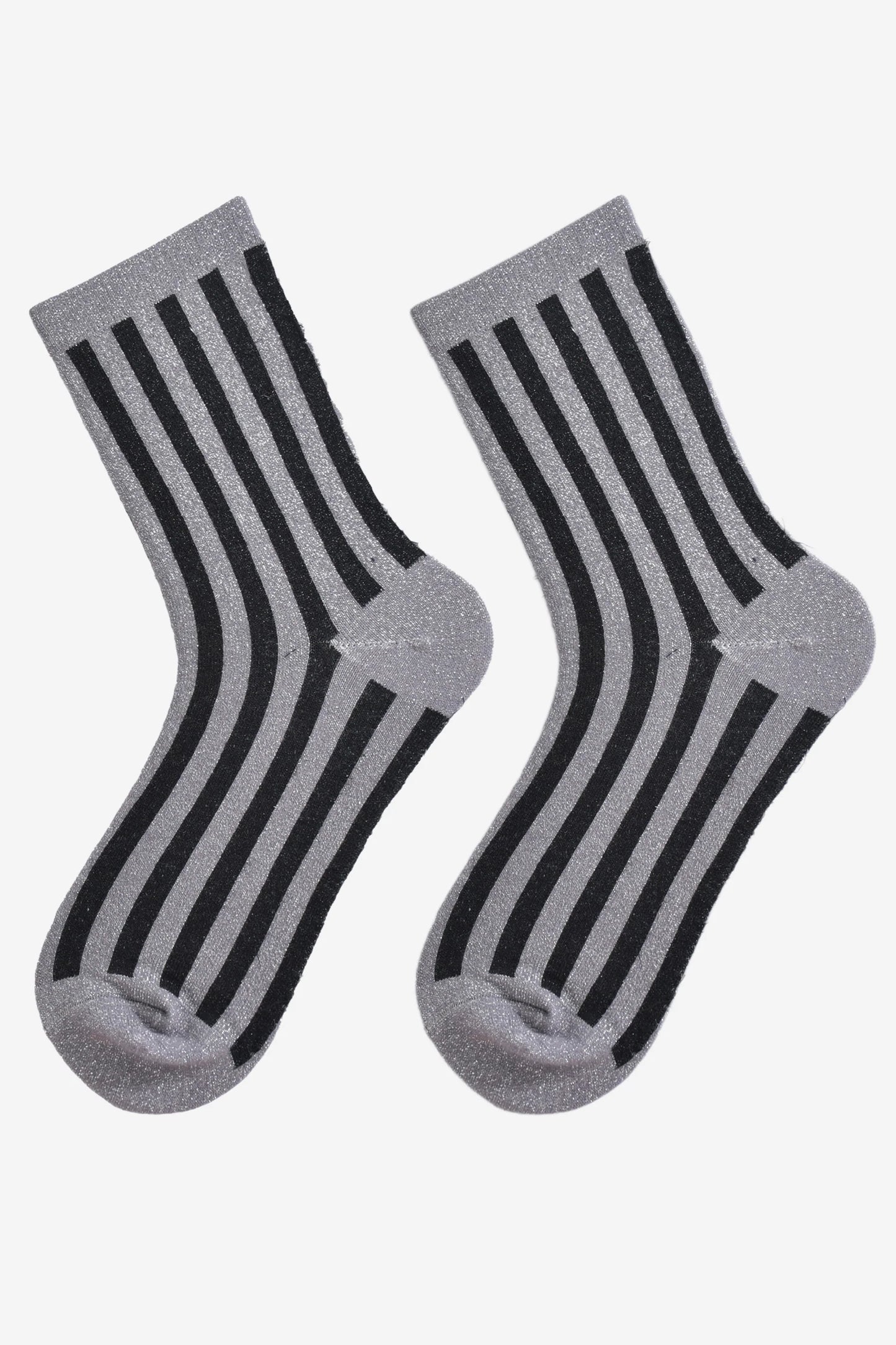 Women's Glitter Vertical StripeSocks - Dark Grey/Black