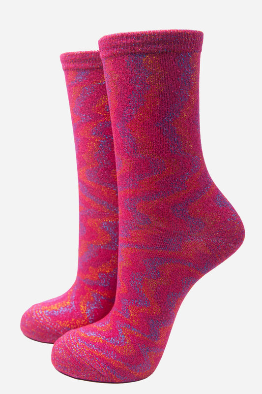 Glitter Socks - Rainbow Magenta