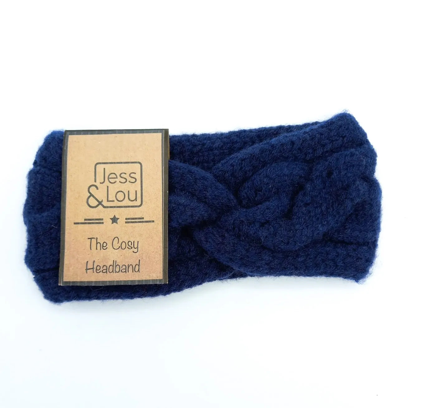Cable Knot Front Headband - Navy