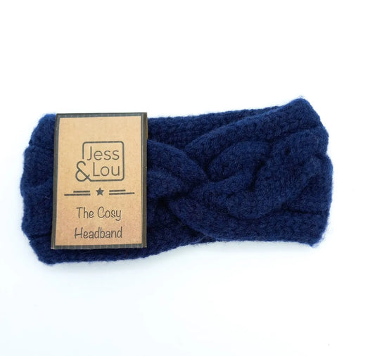 Cable Knot Front Headband - Navy