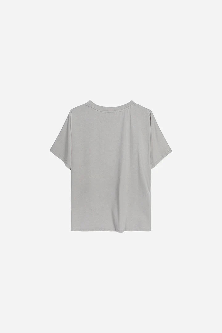 Statement Star T-Shirt - Light Grey/Fushia