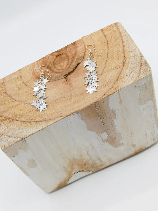 Cascading Stars Earrings - Silver