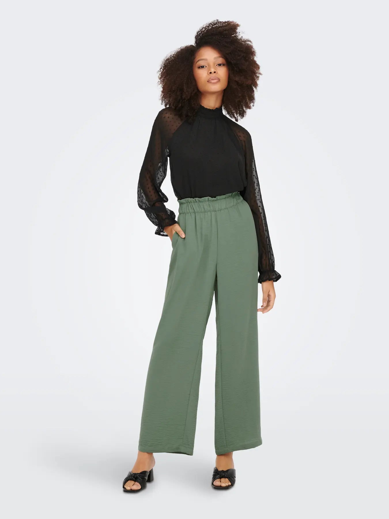 Divya Life High Waisted Wide Pants - Sea Spray
