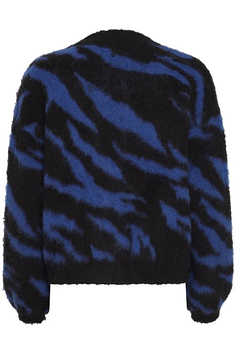 Asta Wool Blend Cardigan - Blue/Black Animal
