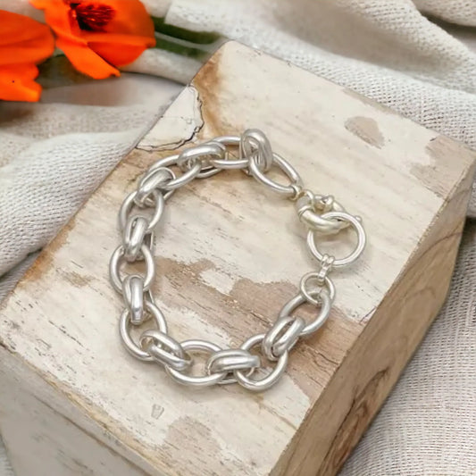 Multi Link Chain Bracelet - Matt Silver