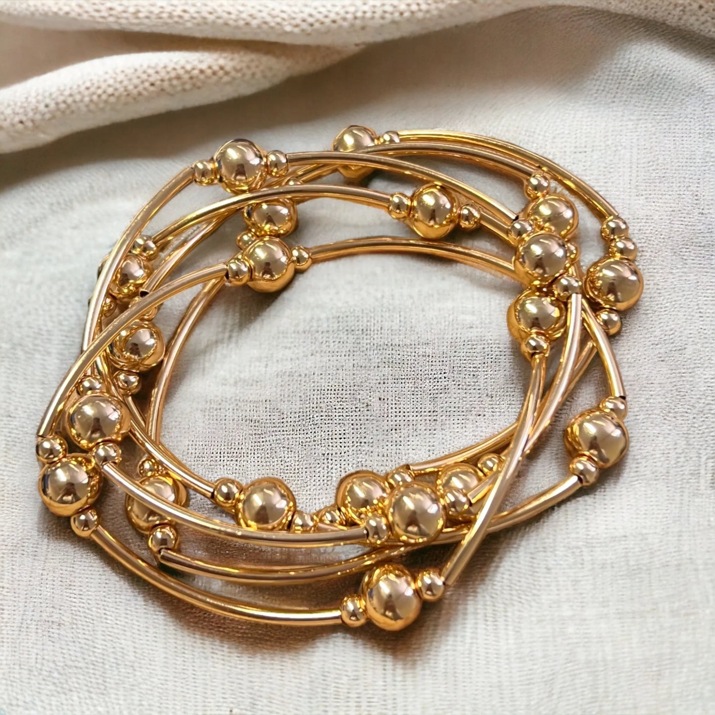Multi Strand Sphere Bracelet - Gold