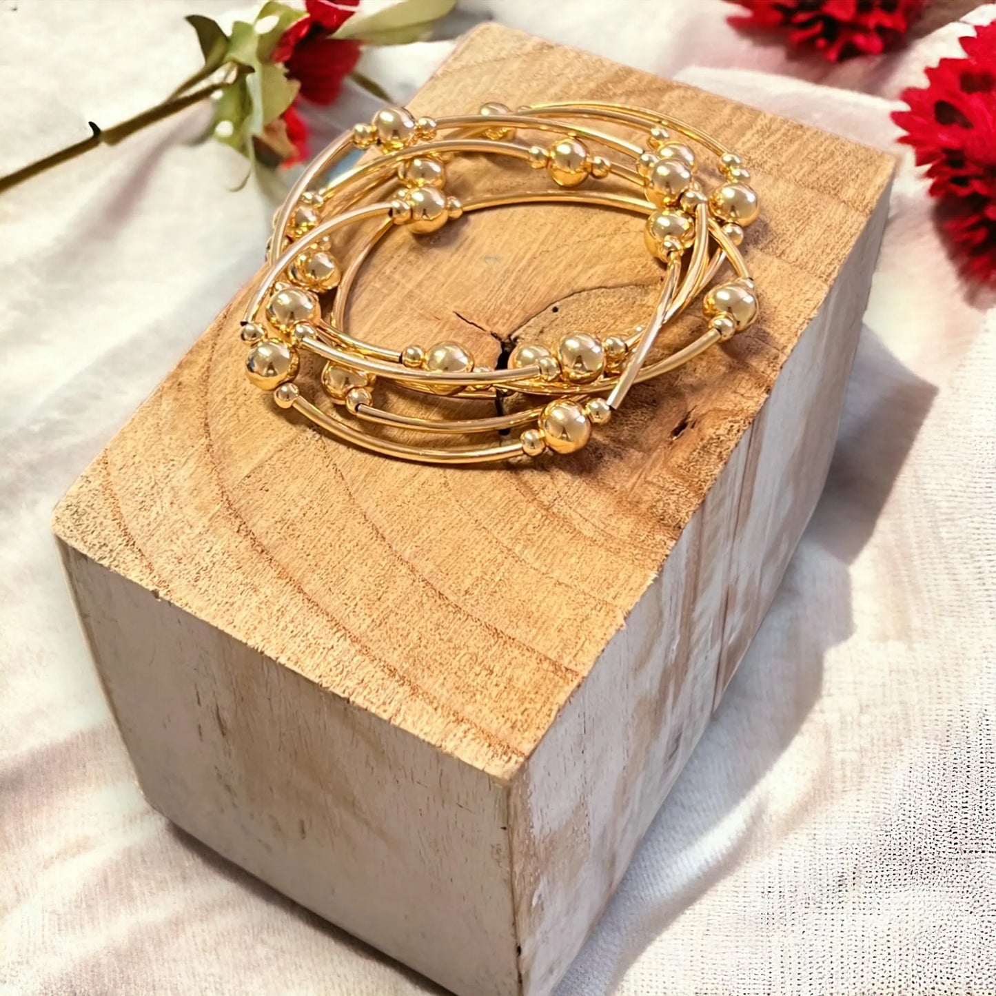 Multi Strand Sphere Bracelet - Gold