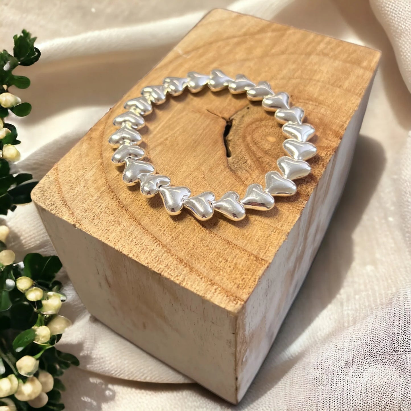 Multi Heart Stretch Bracelet - Silver