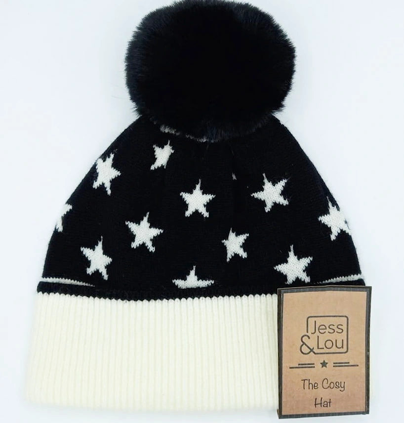 Star Bobble Hat - Black