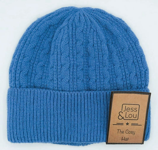 Cable Beanie Hat - Cornflower