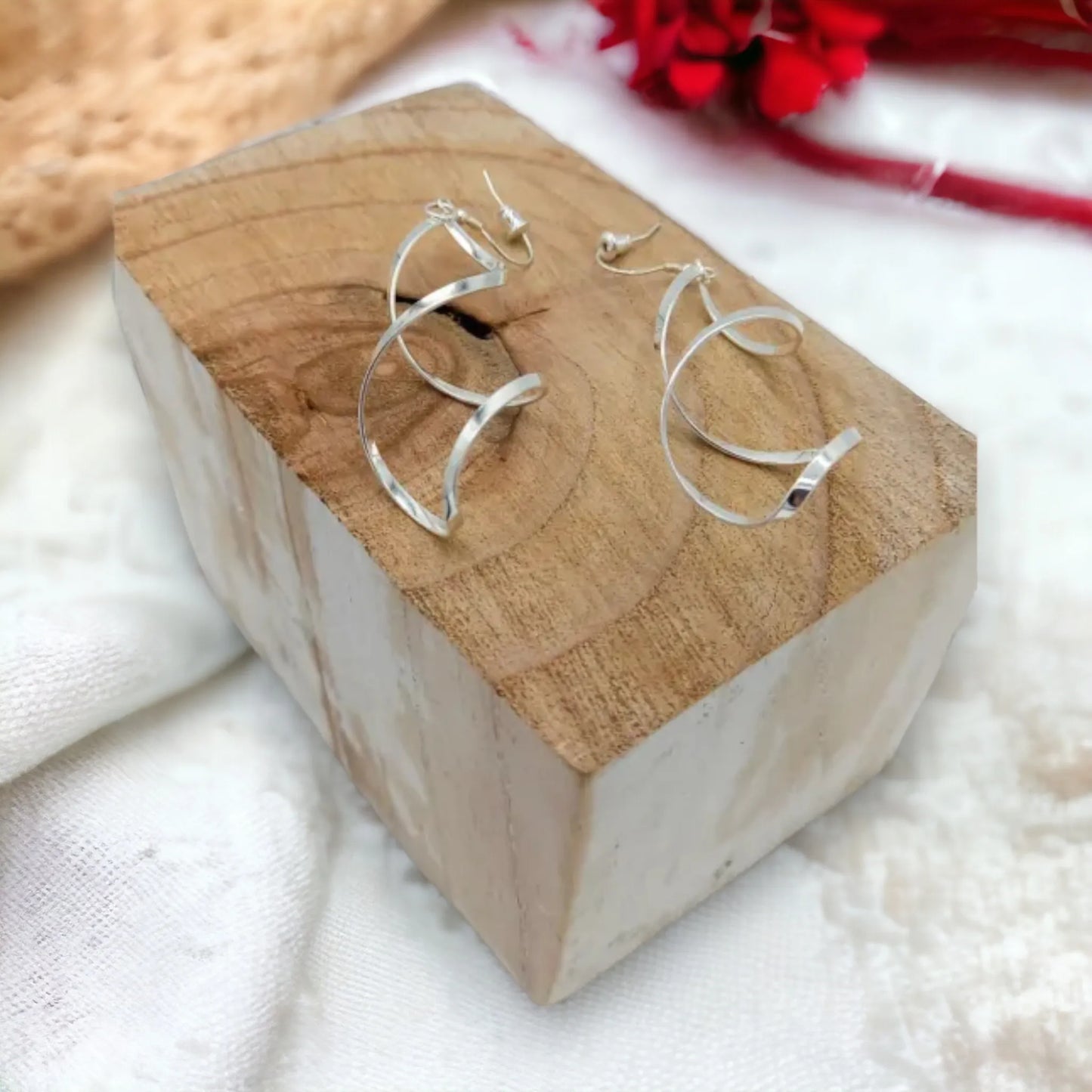 Long Drop Swirl Earrings - Silver