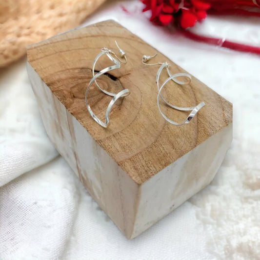 Long Drop Swirl Earrings - Silver
