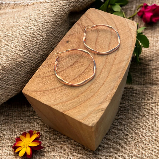 Twisted Hoop Earrings - Rose Gold