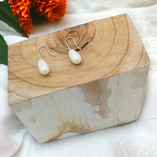 Drop Pearl Earrings - Silver