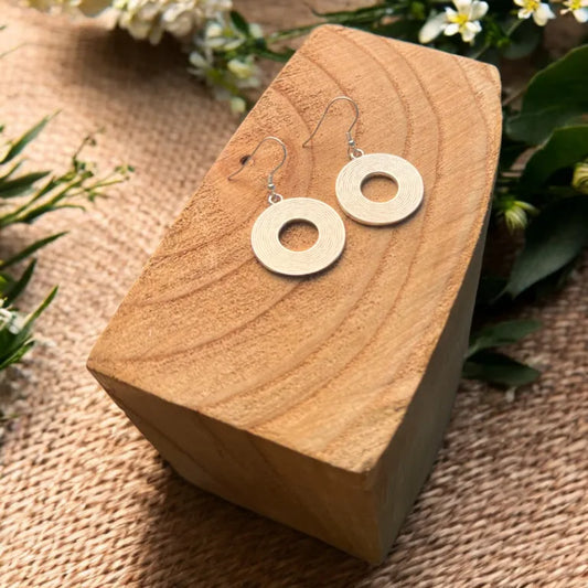 Drop Circle Boho Earrings - Silver