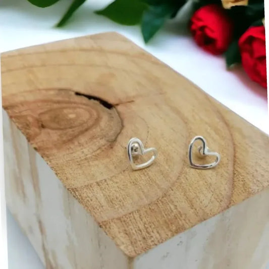 Hollow Heart Earrings - Silver