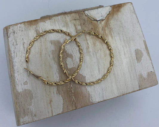 Twisted Hoop Earrings - Gold