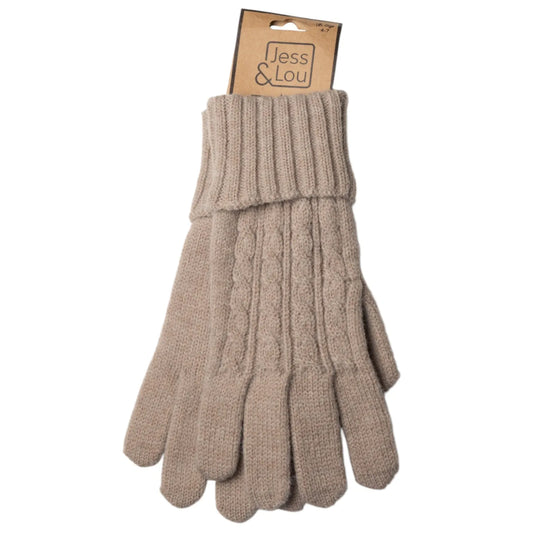 Cable Knit Gloves - Oatmeal