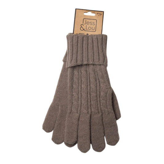 Cable Knit Gloves - Cappaccino