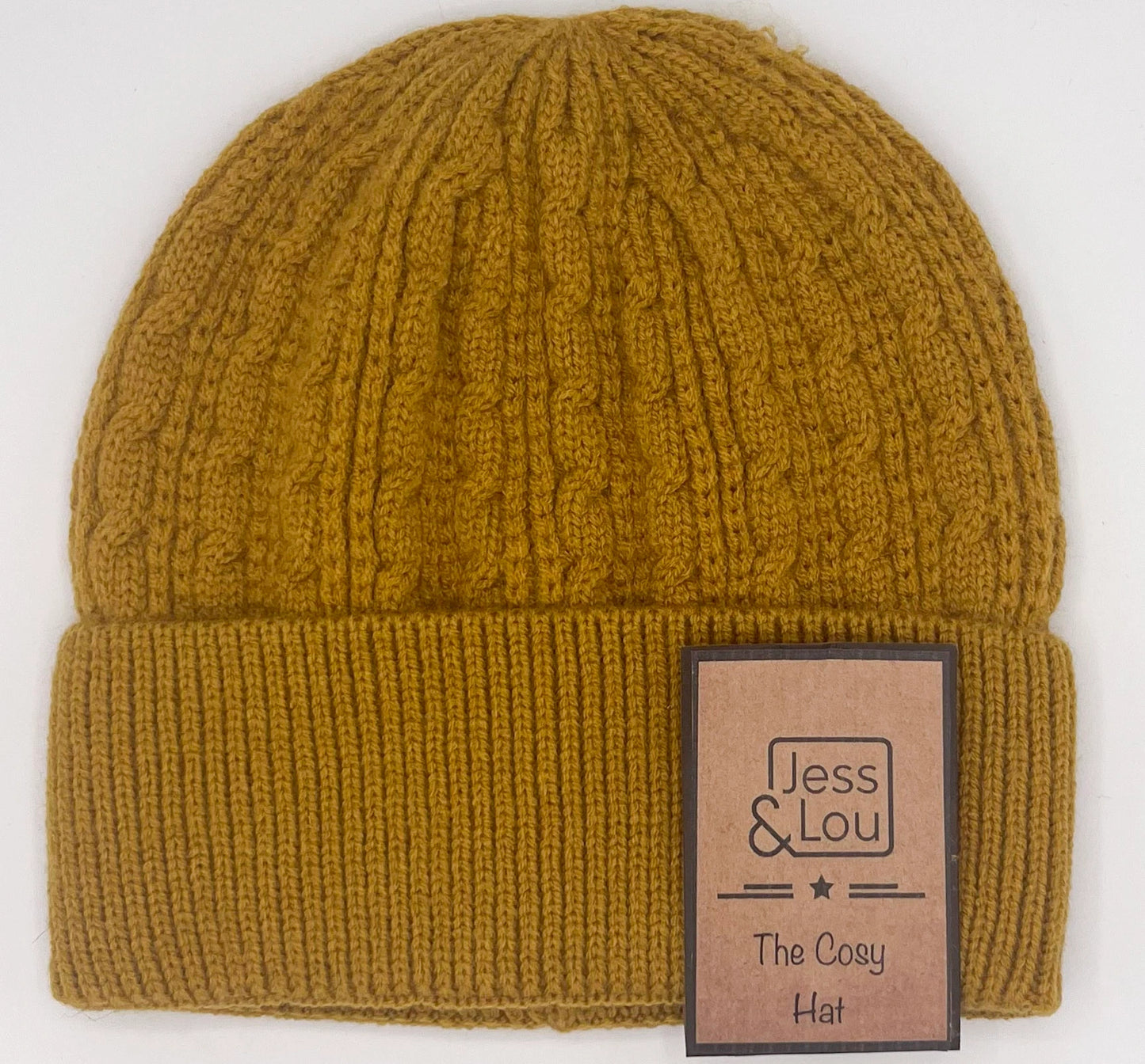 Cable Beanie Hat - Gold