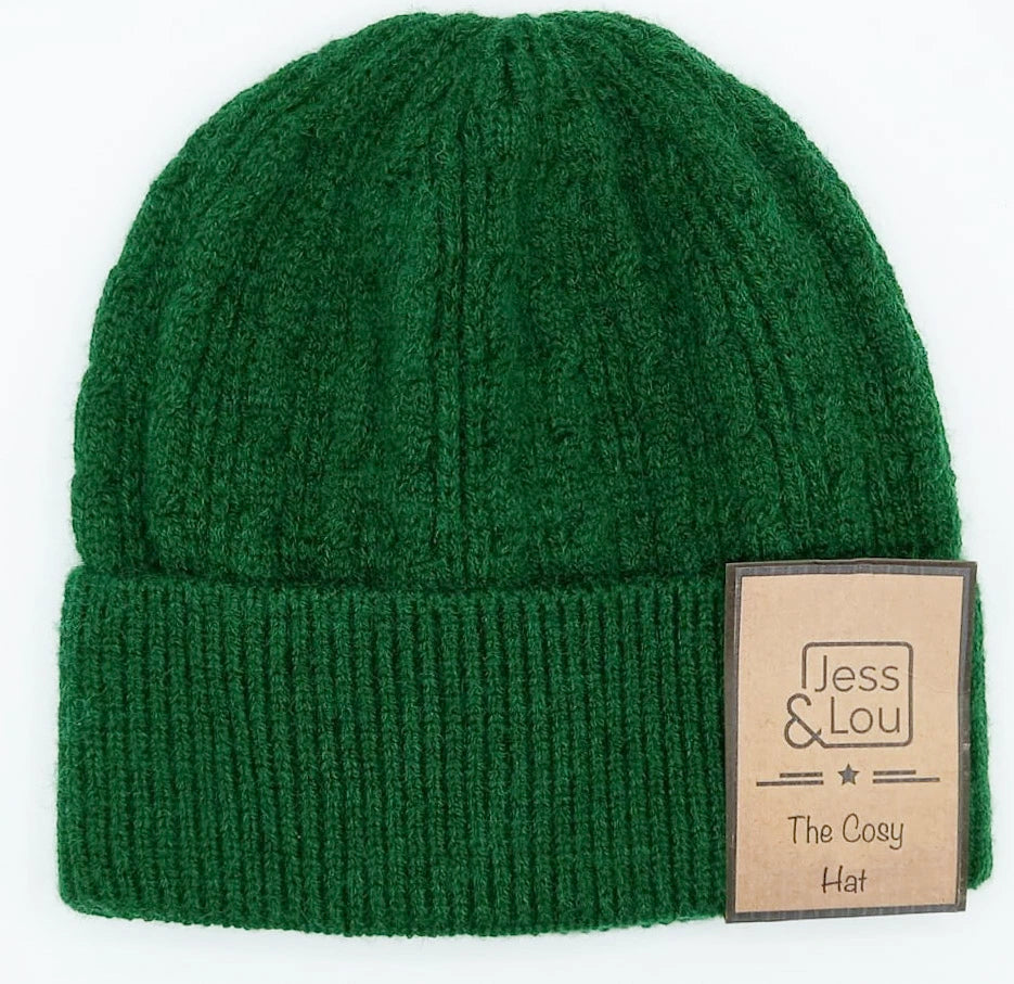 Cable Beanie Hat - Green